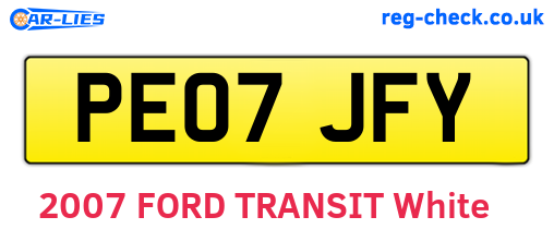 PE07JFY are the vehicle registration plates.