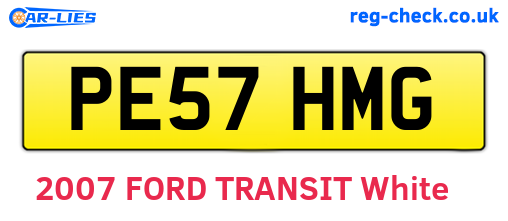 PE57HMG are the vehicle registration plates.