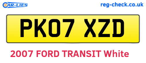 PK07XZD are the vehicle registration plates.
