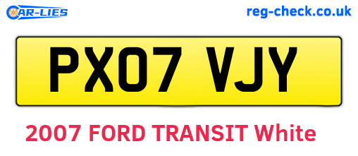 PX07VJY are the vehicle registration plates.
