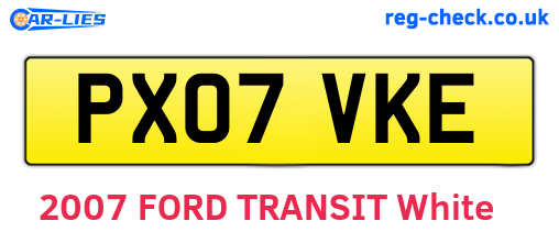 PX07VKE are the vehicle registration plates.