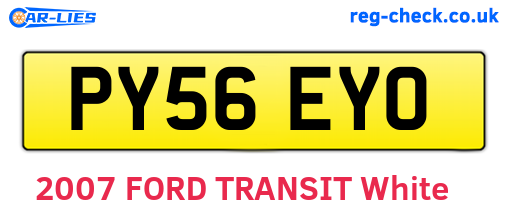 PY56EYO are the vehicle registration plates.