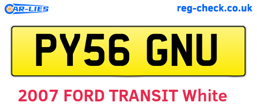 PY56GNU are the vehicle registration plates.