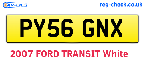 PY56GNX are the vehicle registration plates.