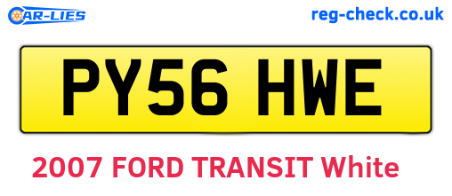 PY56HWE are the vehicle registration plates.