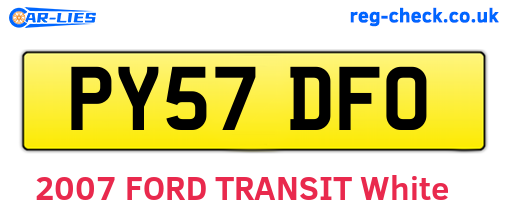 PY57DFO are the vehicle registration plates.