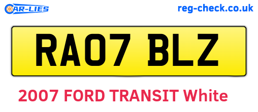 RA07BLZ are the vehicle registration plates.