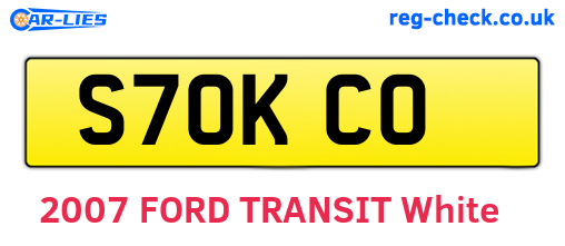 S70KCO are the vehicle registration plates.