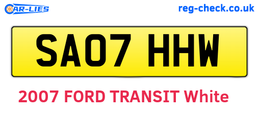 SA07HHW are the vehicle registration plates.