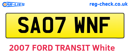 SA07WNF are the vehicle registration plates.