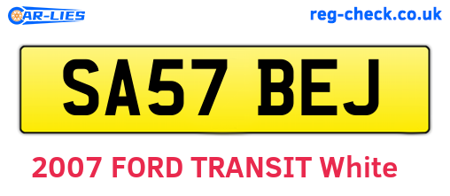 SA57BEJ are the vehicle registration plates.