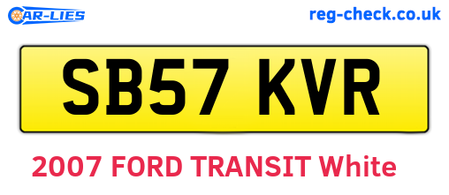 SB57KVR are the vehicle registration plates.