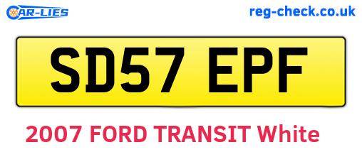 SD57EPF are the vehicle registration plates.