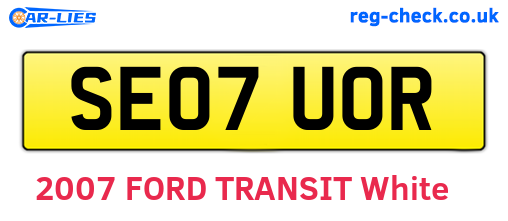SE07UOR are the vehicle registration plates.