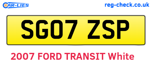 SG07ZSP are the vehicle registration plates.