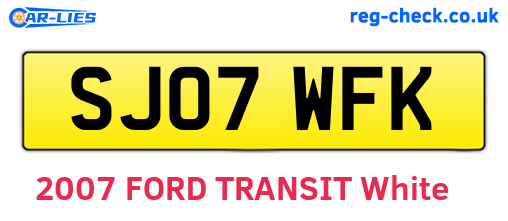 SJ07WFK are the vehicle registration plates.