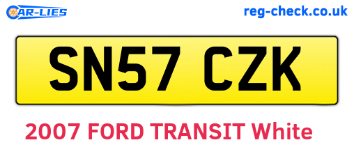SN57CZK are the vehicle registration plates.