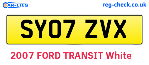 SY07ZVX are the vehicle registration plates.