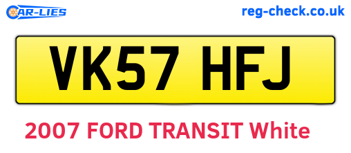 VK57HFJ are the vehicle registration plates.