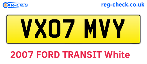 VX07MVY are the vehicle registration plates.