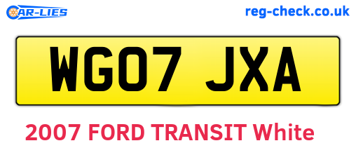 WG07JXA are the vehicle registration plates.