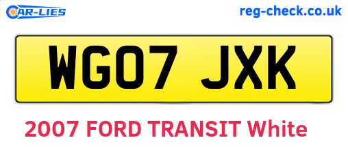 WG07JXK are the vehicle registration plates.