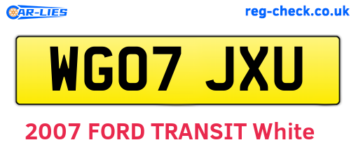 WG07JXU are the vehicle registration plates.