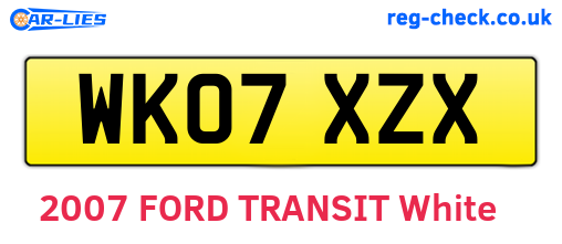 WK07XZX are the vehicle registration plates.