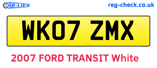 WK07ZMX are the vehicle registration plates.
