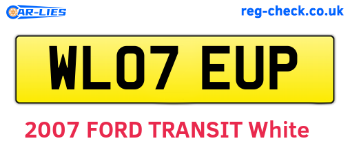 WL07EUP are the vehicle registration plates.