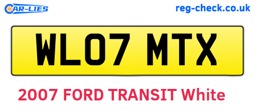 WL07MTX are the vehicle registration plates.