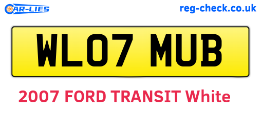 WL07MUB are the vehicle registration plates.