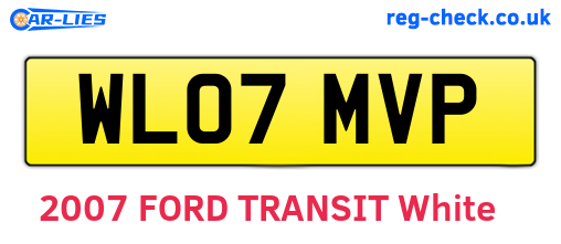 WL07MVP are the vehicle registration plates.