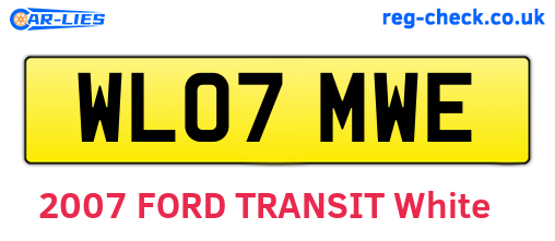 WL07MWE are the vehicle registration plates.
