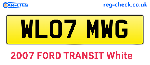 WL07MWG are the vehicle registration plates.