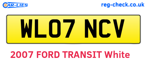 WL07NCV are the vehicle registration plates.