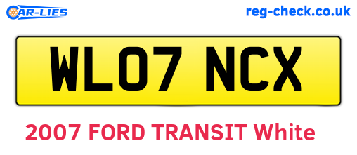 WL07NCX are the vehicle registration plates.