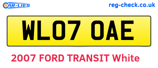 WL07OAE are the vehicle registration plates.