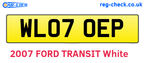 WL07OEP are the vehicle registration plates.