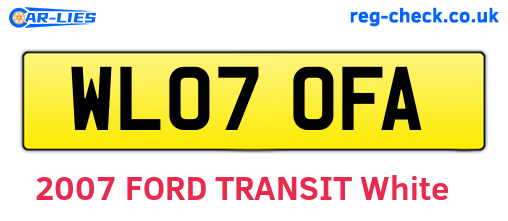 WL07OFA are the vehicle registration plates.