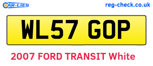 WL57GOP are the vehicle registration plates.