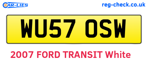 WU57OSW are the vehicle registration plates.