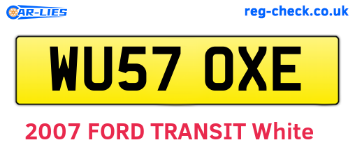 WU57OXE are the vehicle registration plates.