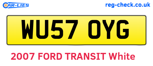 WU57OYG are the vehicle registration plates.