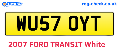 WU57OYT are the vehicle registration plates.