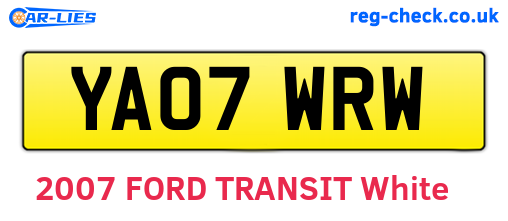 YA07WRW are the vehicle registration plates.