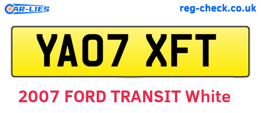 YA07XFT are the vehicle registration plates.