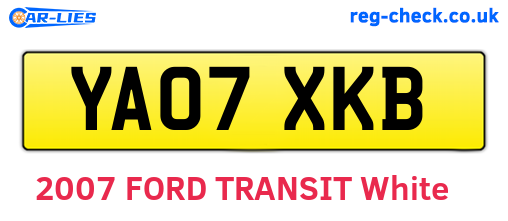 YA07XKB are the vehicle registration plates.