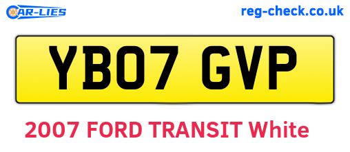 YB07GVP are the vehicle registration plates.