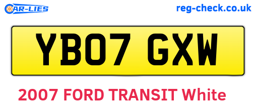 YB07GXW are the vehicle registration plates.